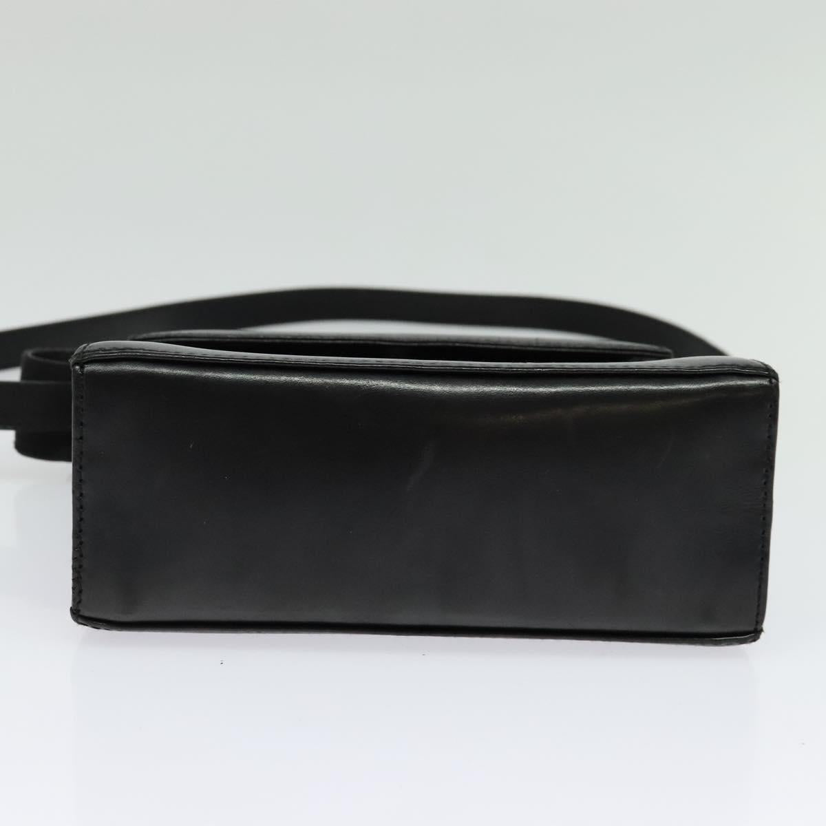 Salvatore Ferragamo Gancini Shoulder Bag Leather Black Gold Auth bs29246