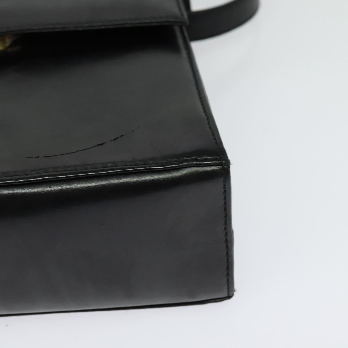 Salvatore Ferragamo Gancini Shoulder Bag Leather Black Gold Auth bs29246
