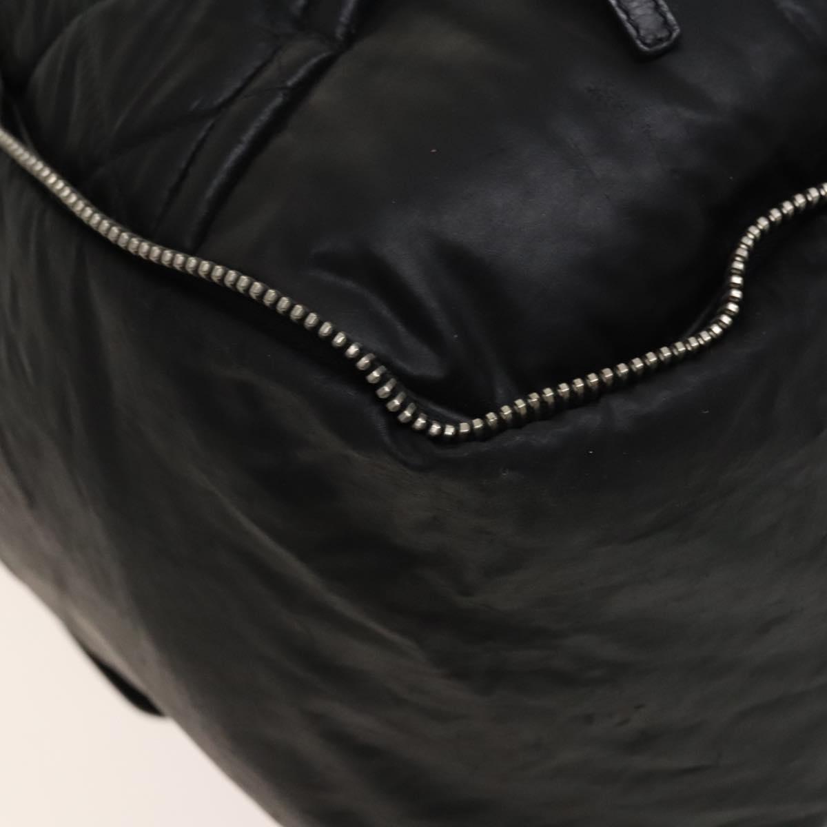 CHANEL Boston Bag Coated Canvas Black Silver CC Auth bs29253