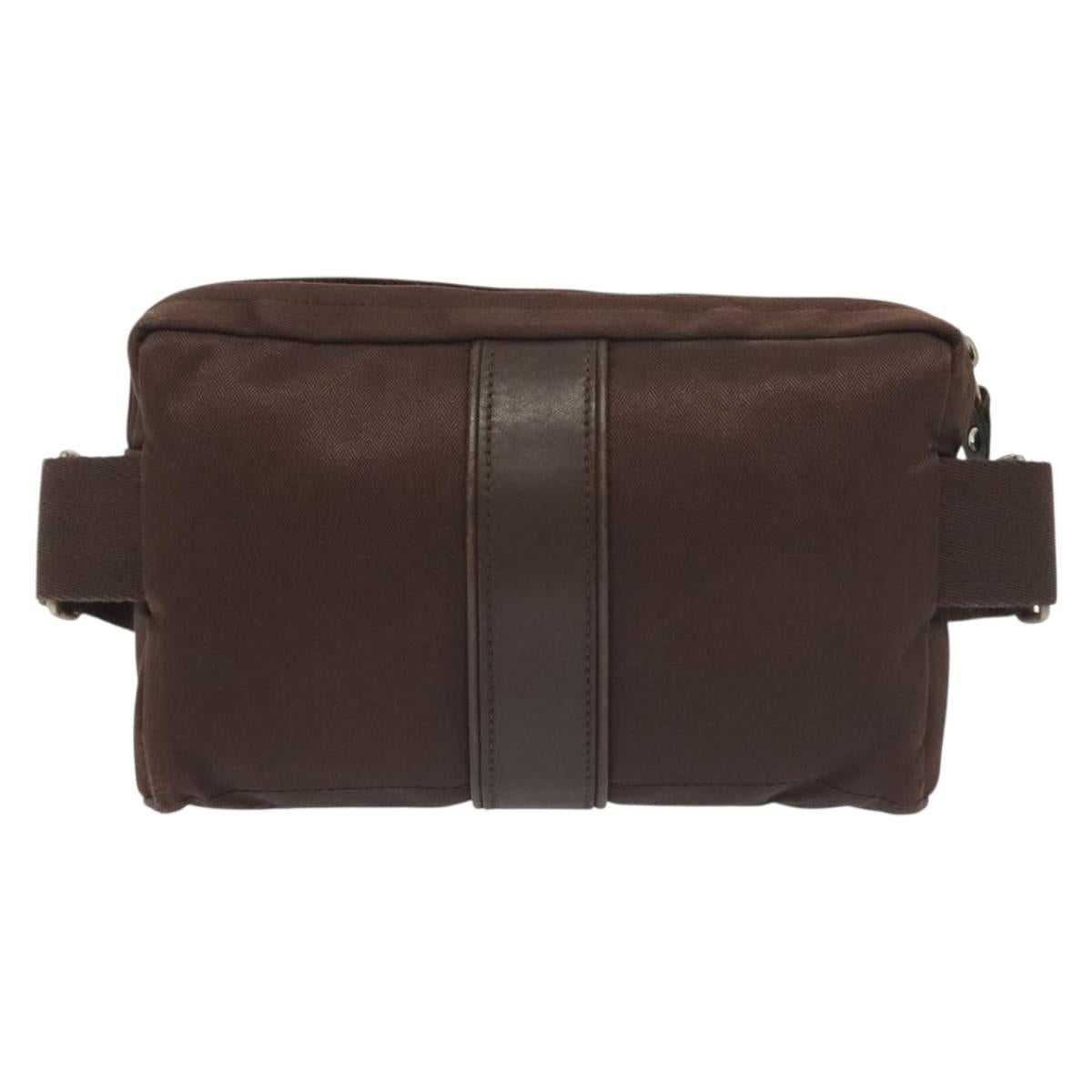HERMES Akapu Luco Waist Bag Canvas Leather Brown Auth bs29254