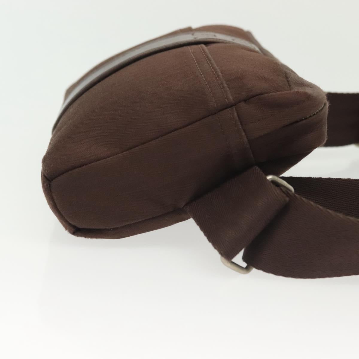 HERMES Akapu Luco Waist Bag Canvas Leather Brown Auth bs29254