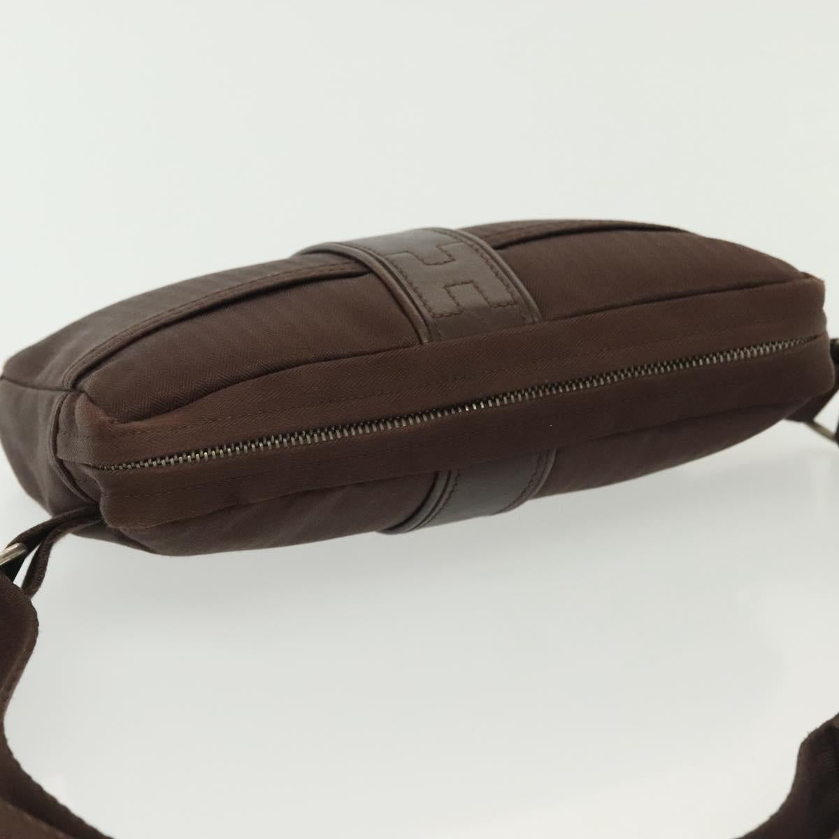 HERMES Akapu Luco Waist Bag Canvas Leather Brown Auth bs29254
