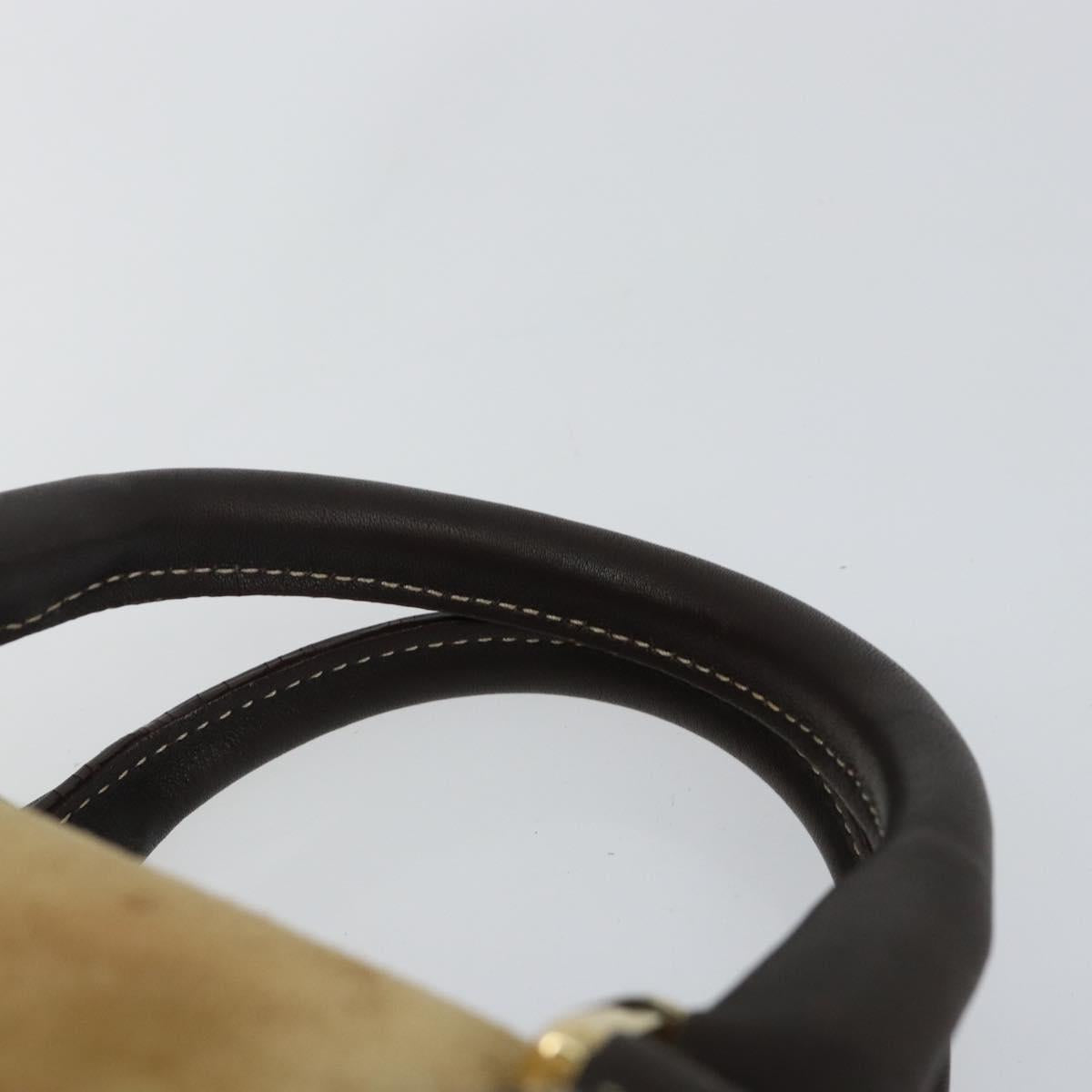 LOEWE Anagram Amazonas 23 Hand Bag Suede Leather Beige Gold Auth bs29255