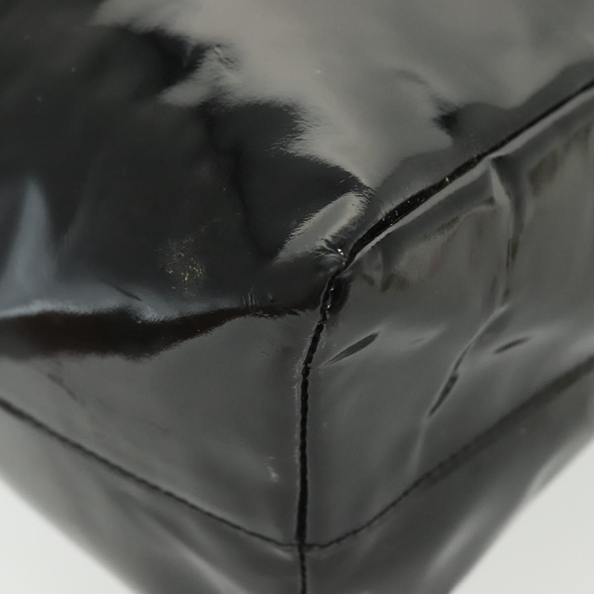 PRADA Hand Bag Patent leather Black Silver Auth bs29257