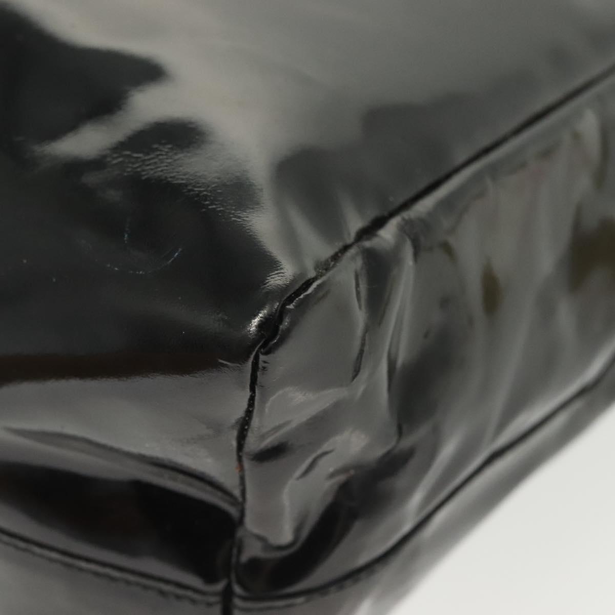 PRADA Hand Bag Patent leather Black Silver Auth bs29257