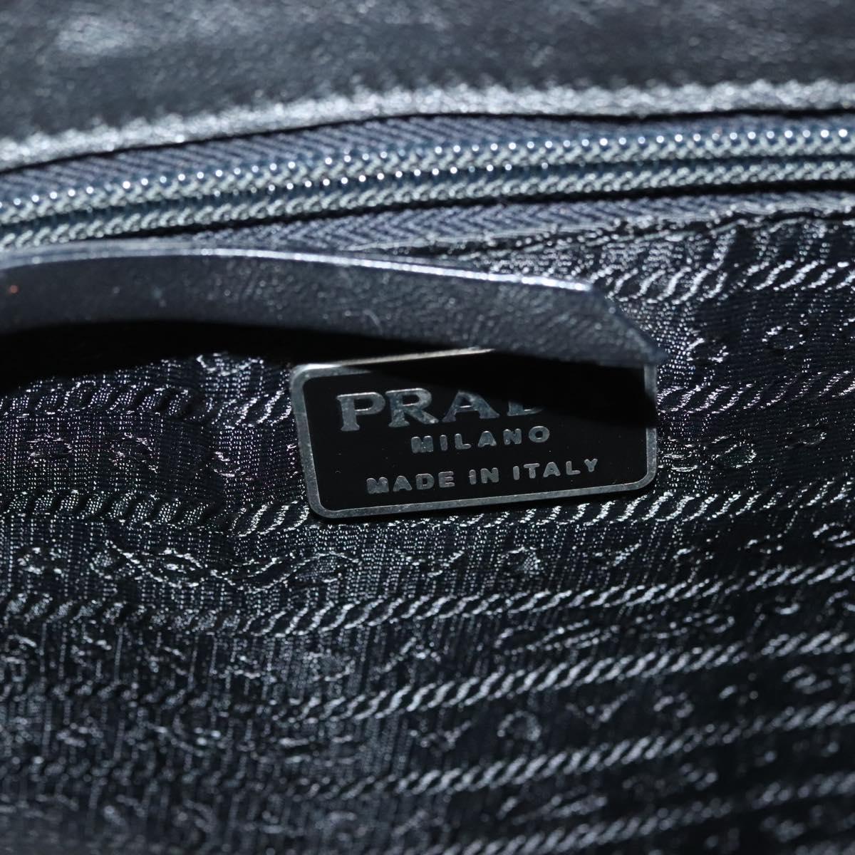PRADA Hand Bag Patent leather Black Silver Auth bs29257