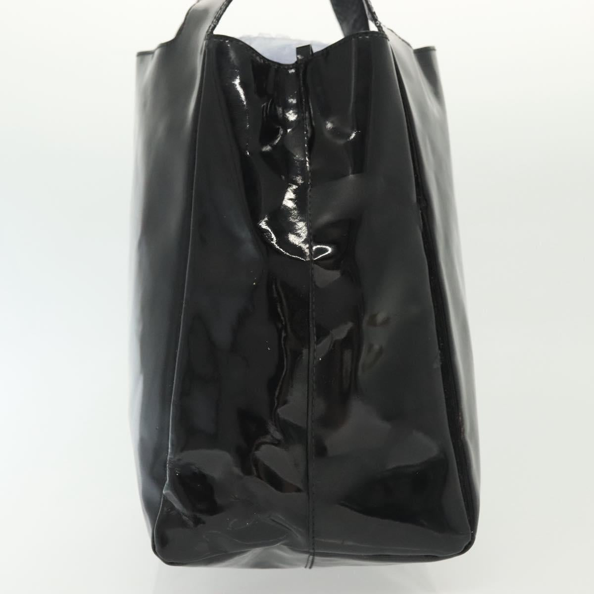 PRADA Hand Bag Patent leather Black Silver Auth bs29257