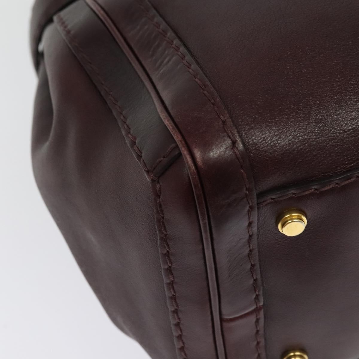 GUCCI Tote Bag Leather Bordeaux Gold 247183 Auth bs29261
