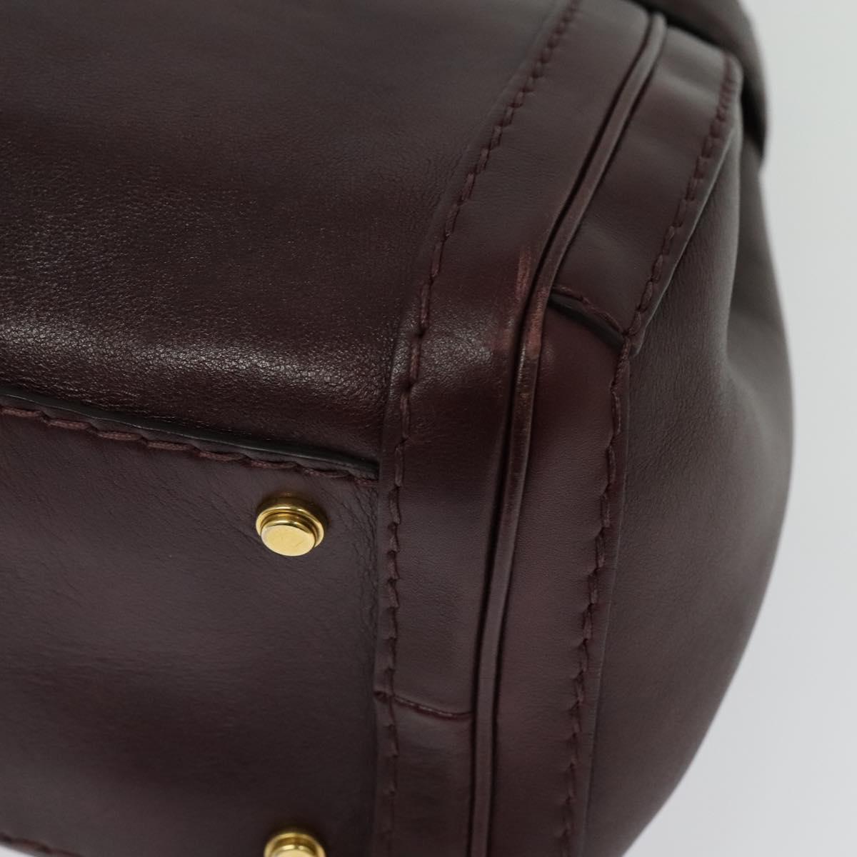 GUCCI Tote Bag Leather Bordeaux Gold 247183 Auth bs29261