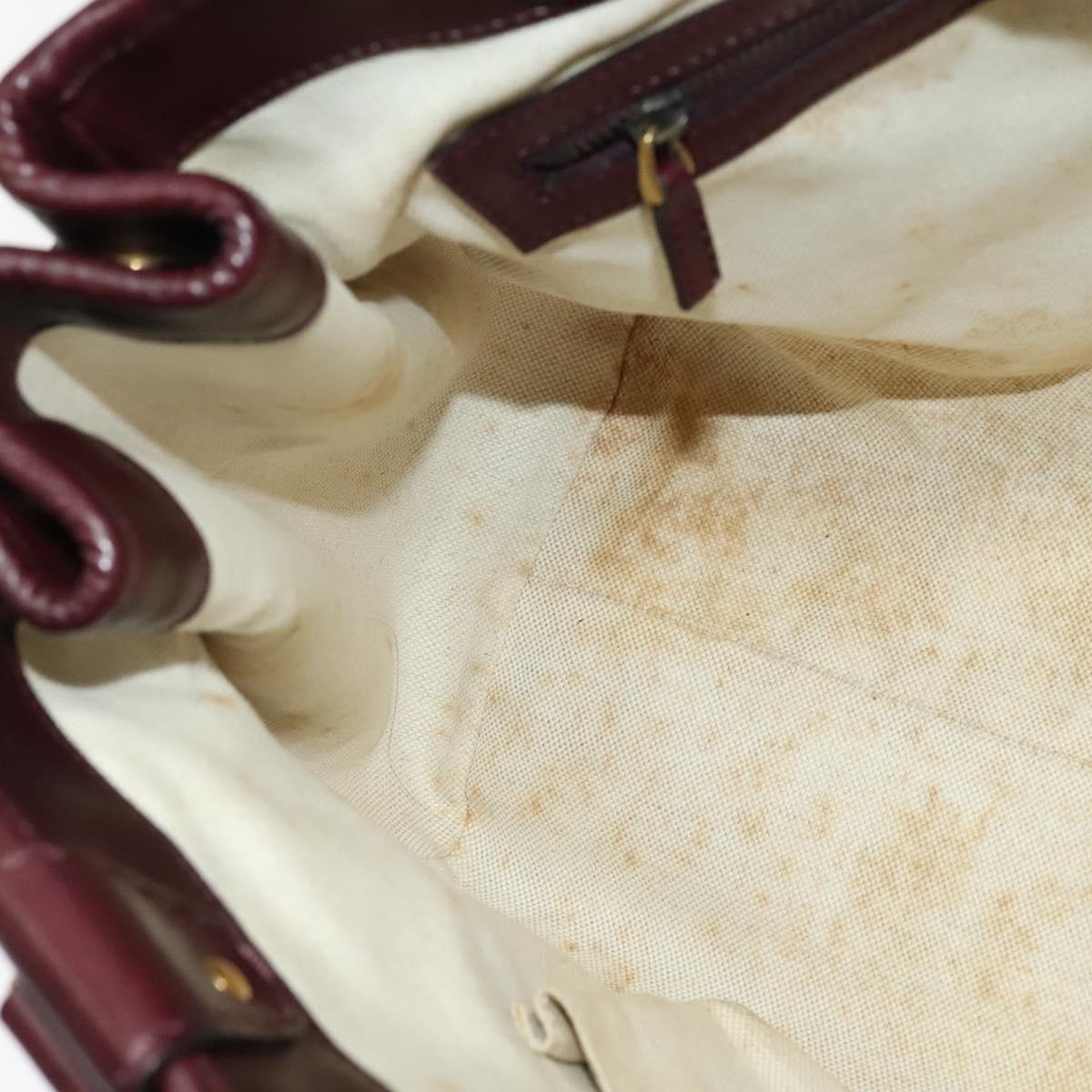 GUCCI Tote Bag Leather Bordeaux Gold 247183 Auth bs29261
