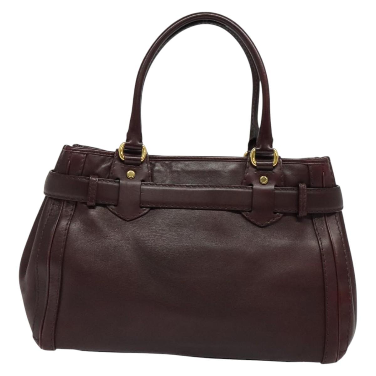 GUCCI Tote Bag Leather Bordeaux Gold 247183 Auth bs29261