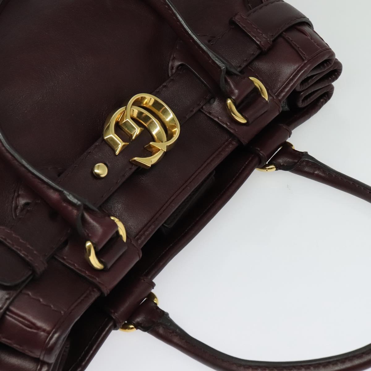 GUCCI Tote Bag Leather Bordeaux Gold 247183 Auth bs29261