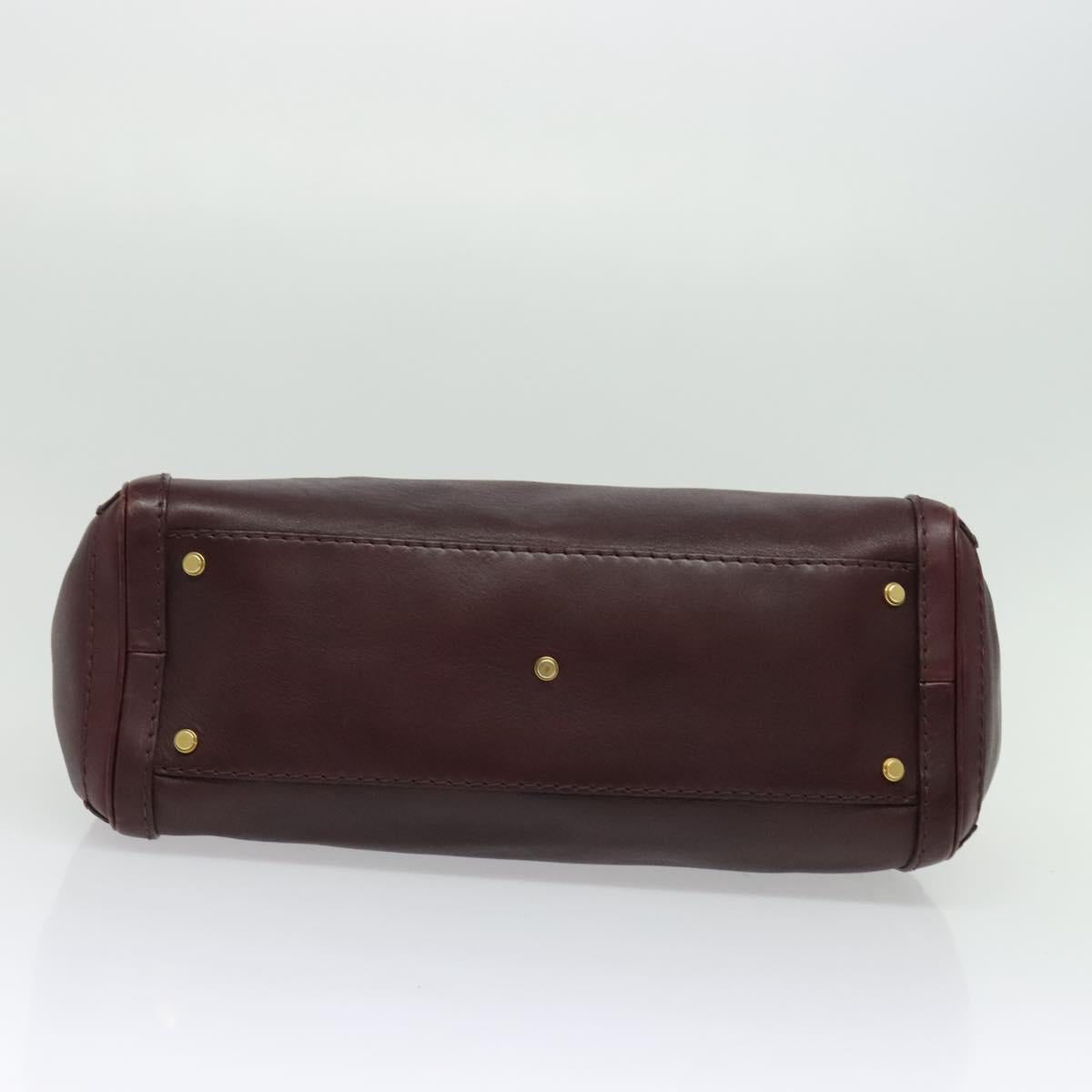GUCCI Tote Bag Leather Bordeaux Gold 247183 Auth bs29261