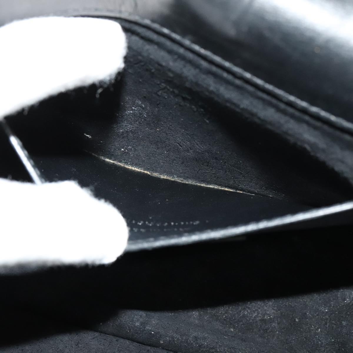 SAINT LAURENT Studs Chain Shoulder Bag Leather Black Gold Auth bs29263