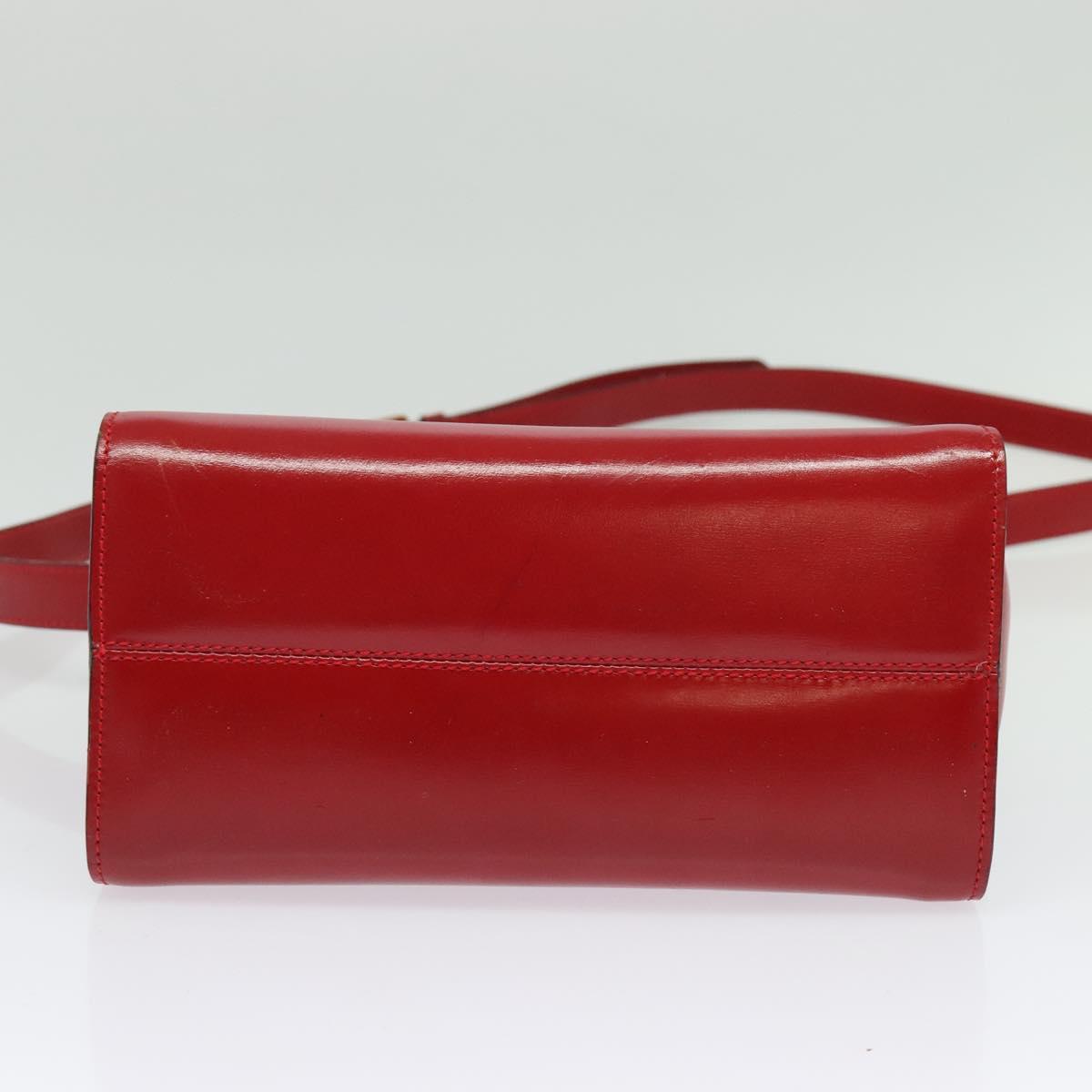 LOEWE Anagram Hand Bag Leather 2way Red Gold Auth bs29264