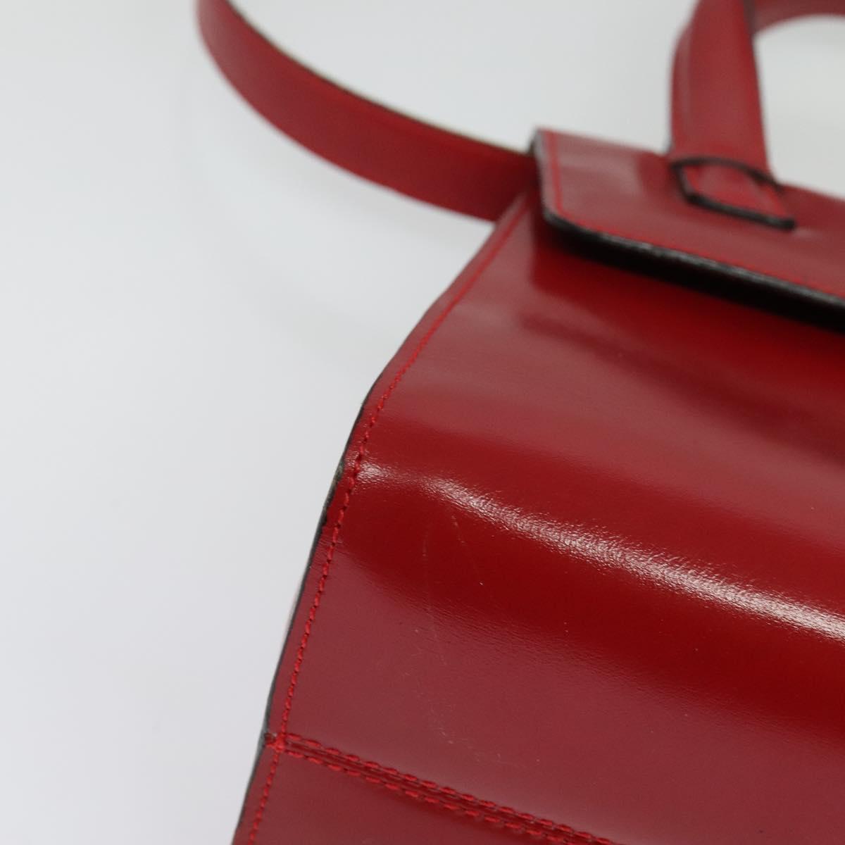 LOEWE Anagram Hand Bag Leather 2way Red Gold Auth bs29264