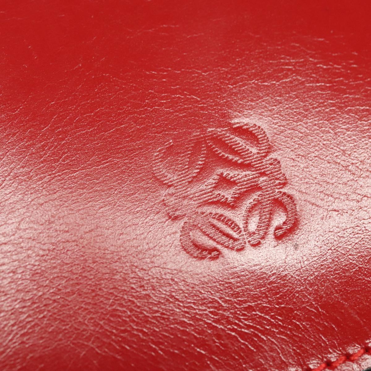 LOEWE Anagram Hand Bag Leather 2way Red Gold Auth bs29264