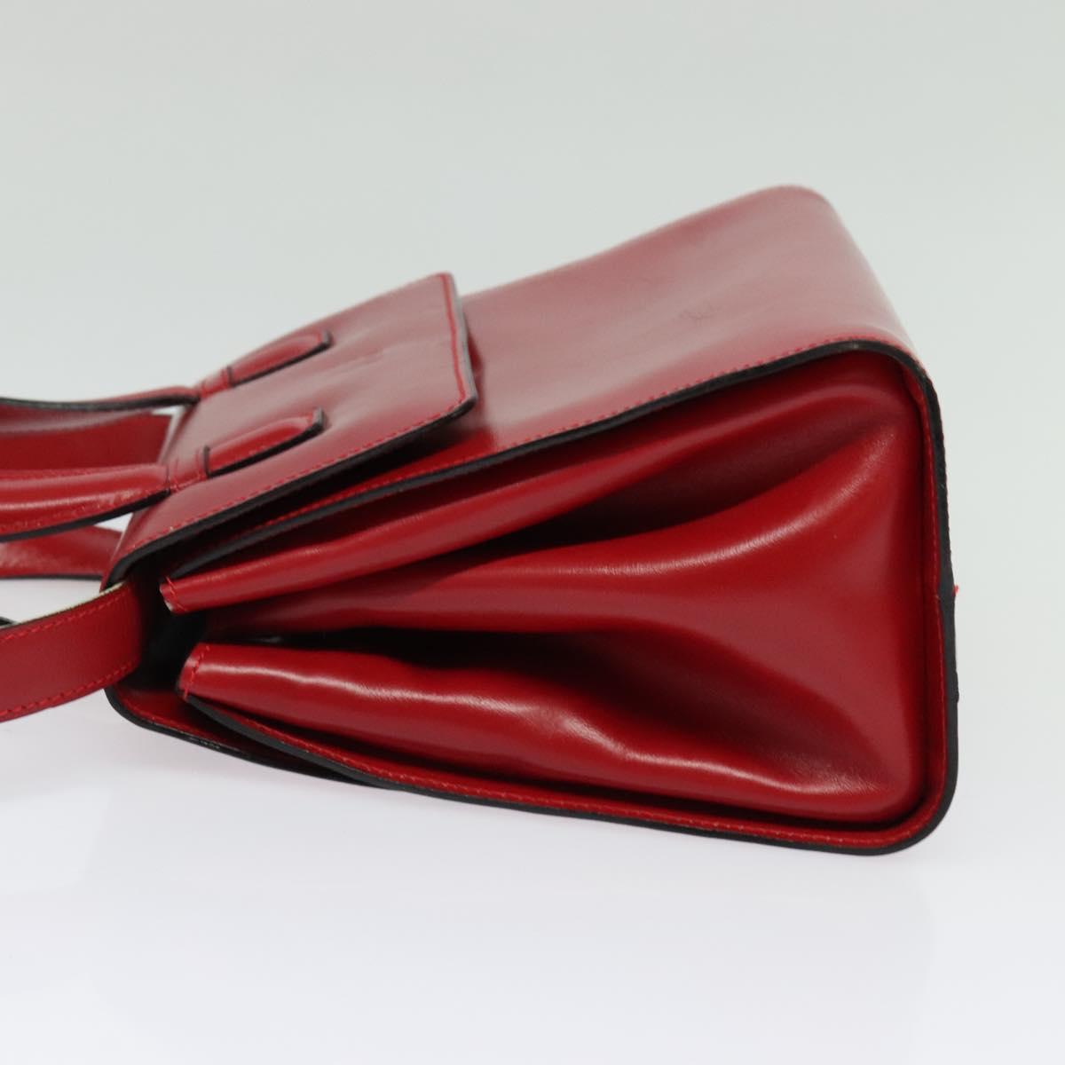 LOEWE Anagram Hand Bag Leather 2way Red Gold Auth bs29264