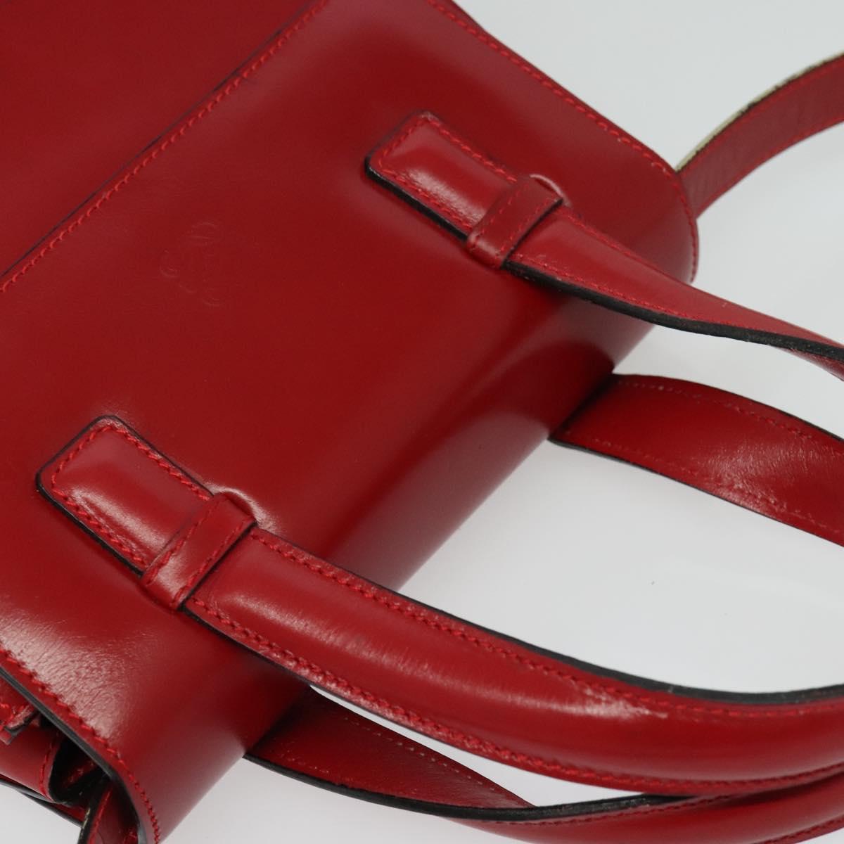 LOEWE Anagram Hand Bag Leather 2way Red Gold Auth bs29264