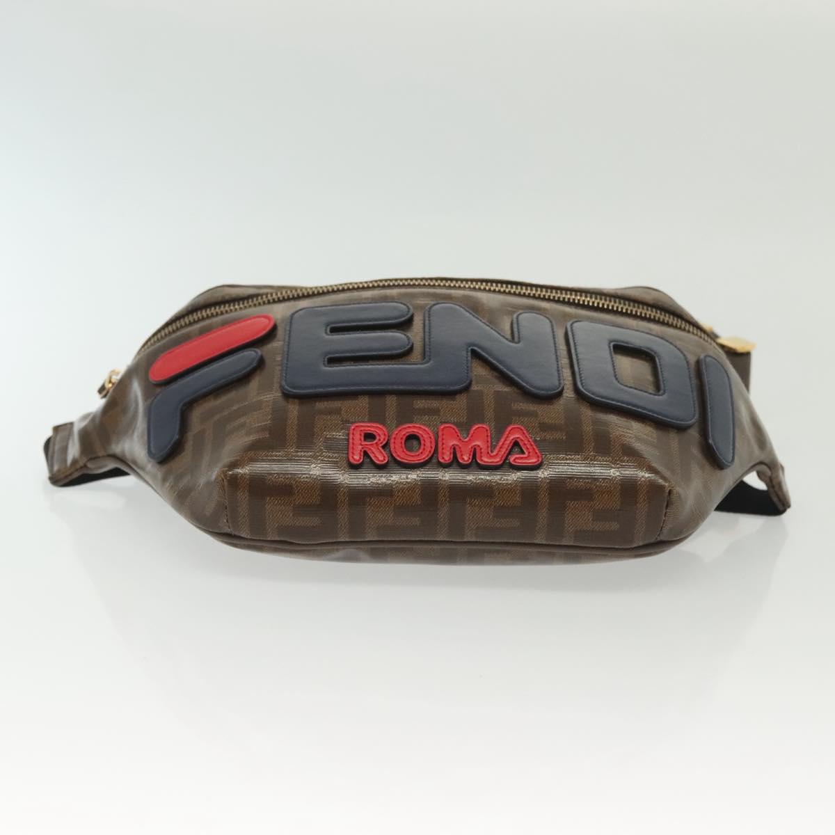 FENDI Zucca Canvas FILA Collaboration Waist Bag Coated Canvas Auth bs29270