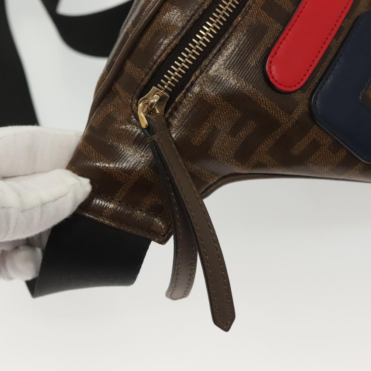 FENDI Zucca Canvas FILA Collaboration Waist Bag Coated Canvas Auth bs29270
