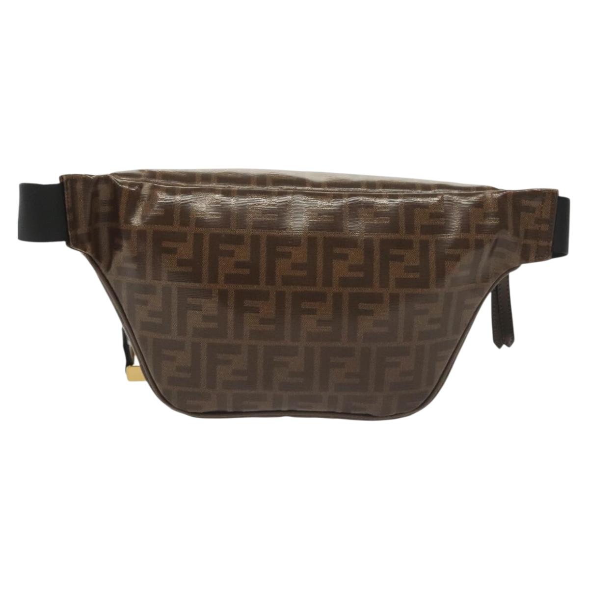FENDI Zucca Canvas FILA Collaboration Waist Bag Coated Canvas Auth bs29270