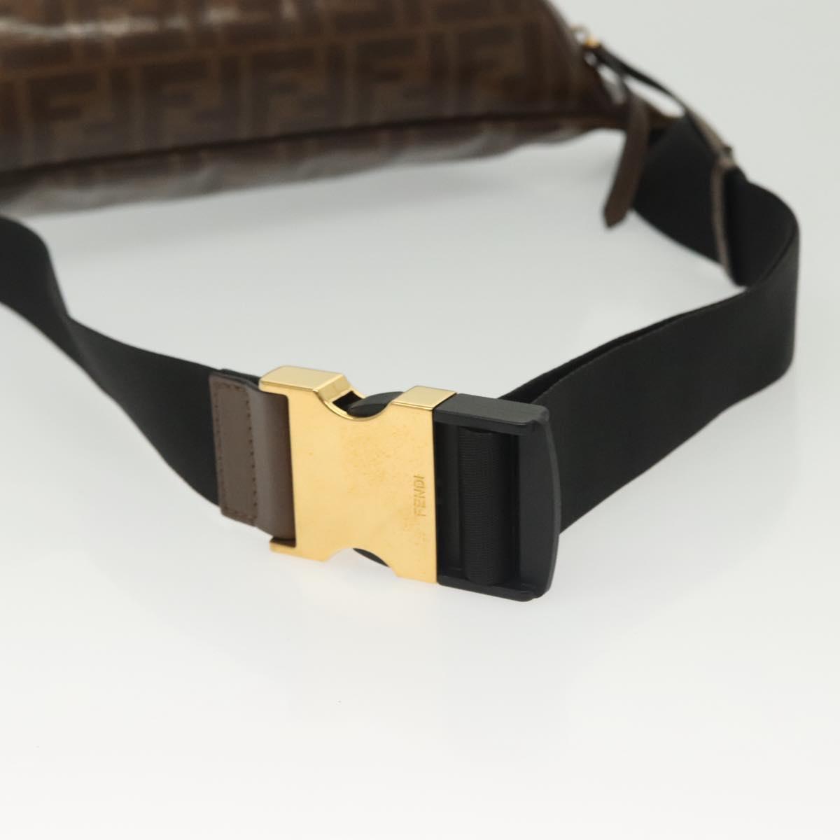 FENDI Zucca Canvas FILA Collaboration Waist Bag Coated Canvas Auth bs29270
