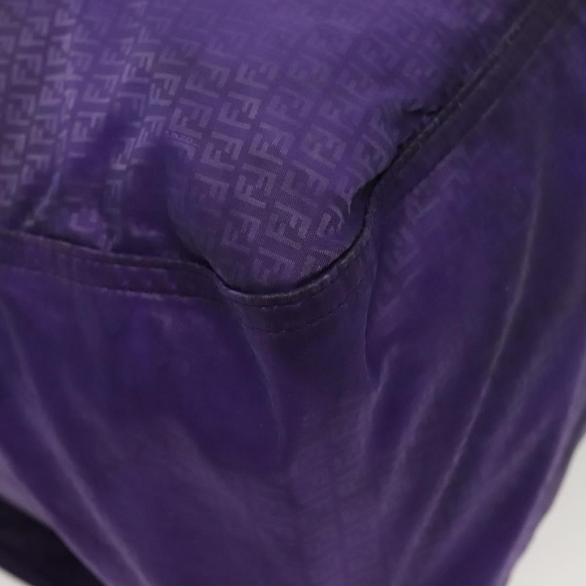 FENDI Zucchino Canvas Tote Bag Nylon Purple Gold Auth bs29272