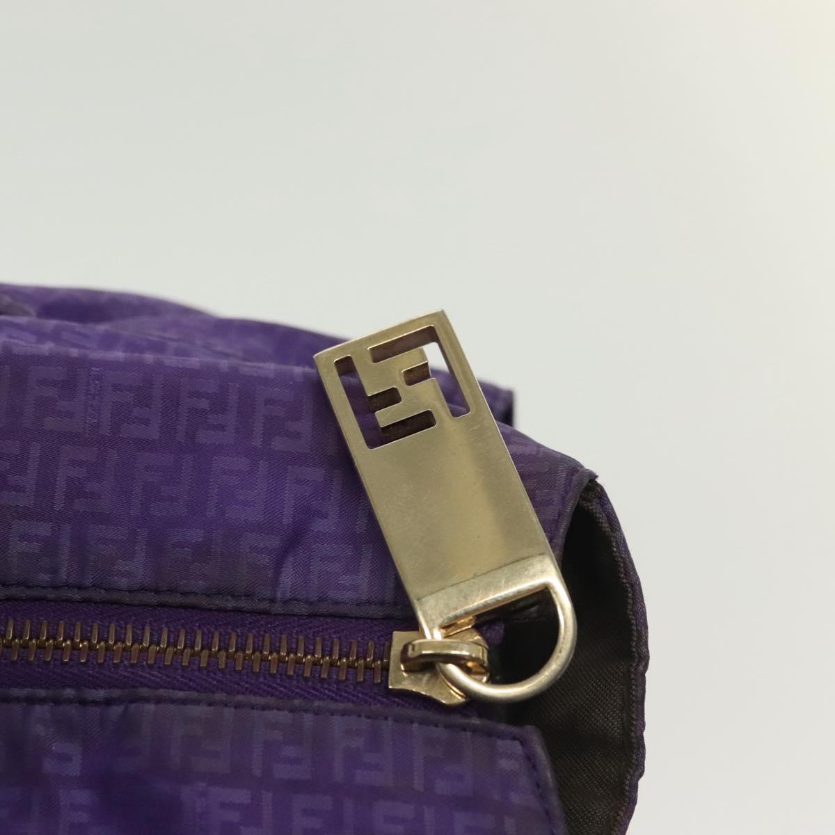 FENDI Zucchino Canvas Tote Bag Nylon Purple Gold Auth bs29272