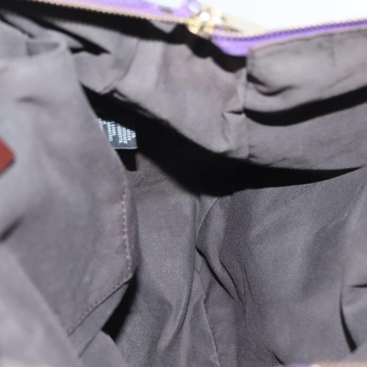 FENDI Zucchino Canvas Tote Bag Nylon Purple Gold Auth bs29272