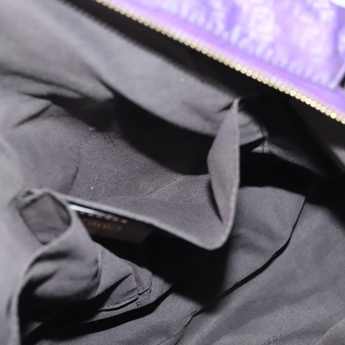 FENDI Zucchino Canvas Tote Bag Nylon Purple Gold Auth bs29272