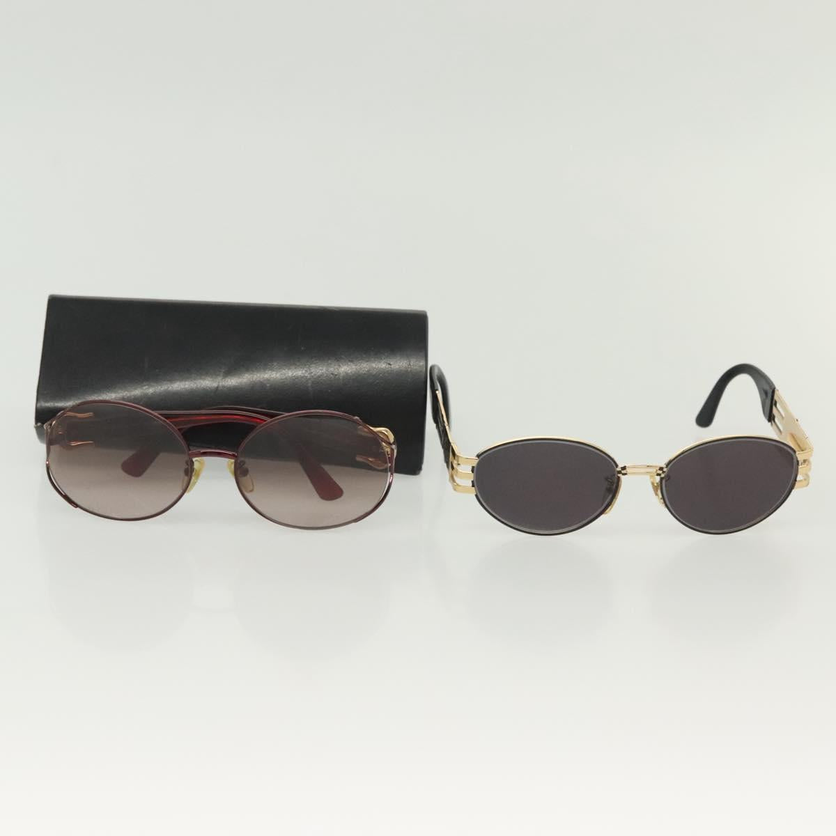 FENDI Sunglasses plastic metal 2Set Brown Black Auth bs29273