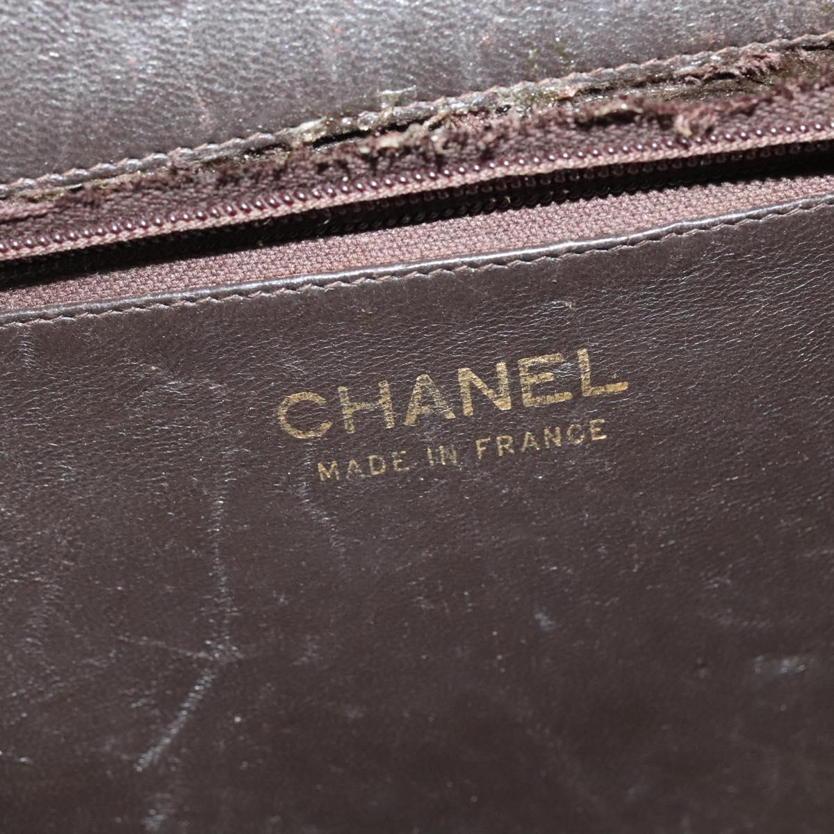 CHANEL Chain Hand Bag Leather Brown gold CC Auth bs29274
