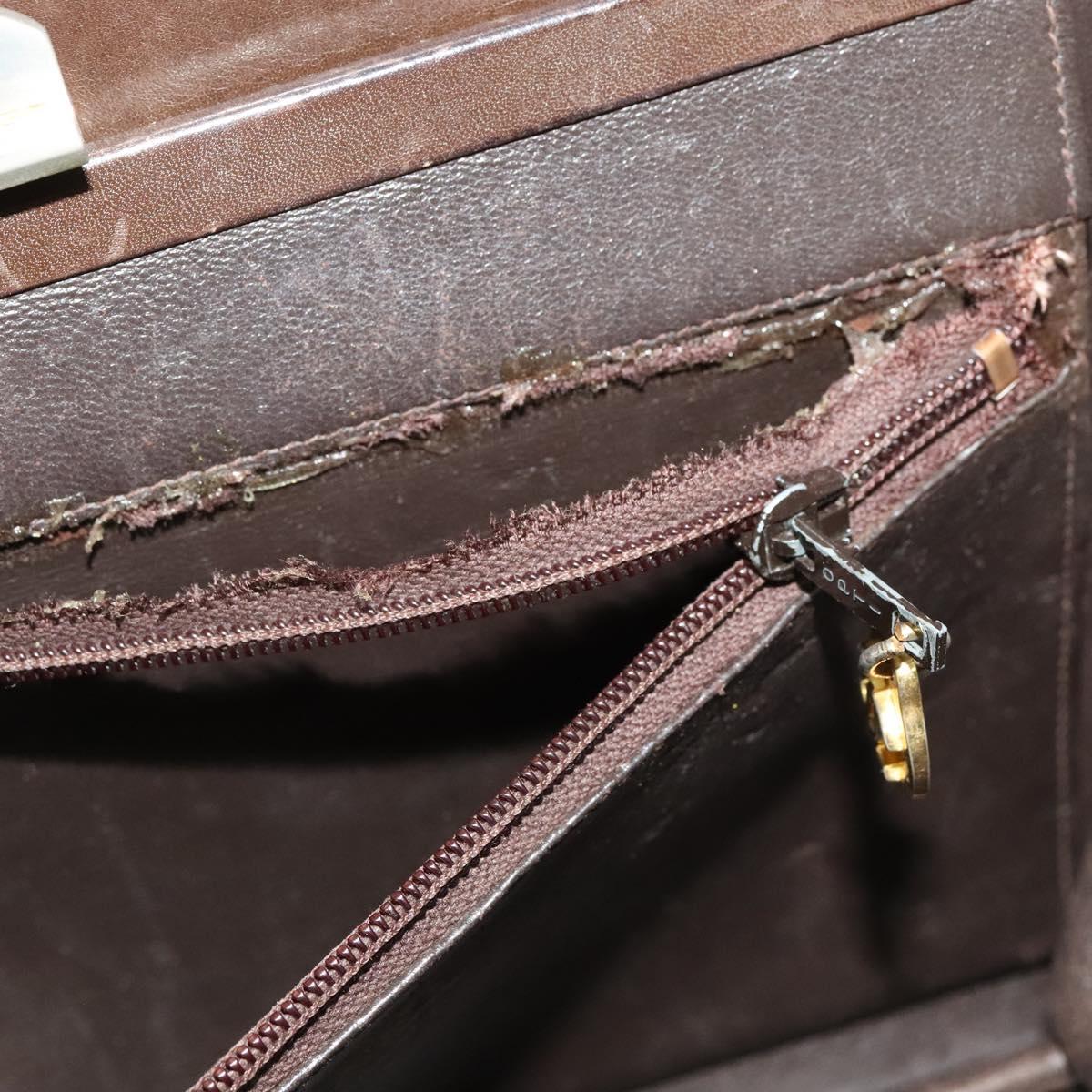 CHANEL Chain Hand Bag Leather Brown gold CC Auth bs29274