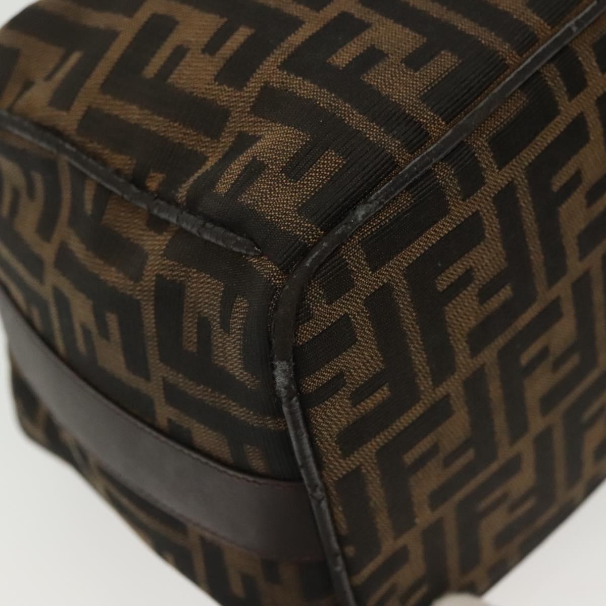 FENDI Zucca Canvas Vanity Pouch Black Brown Silver Auth bs29279