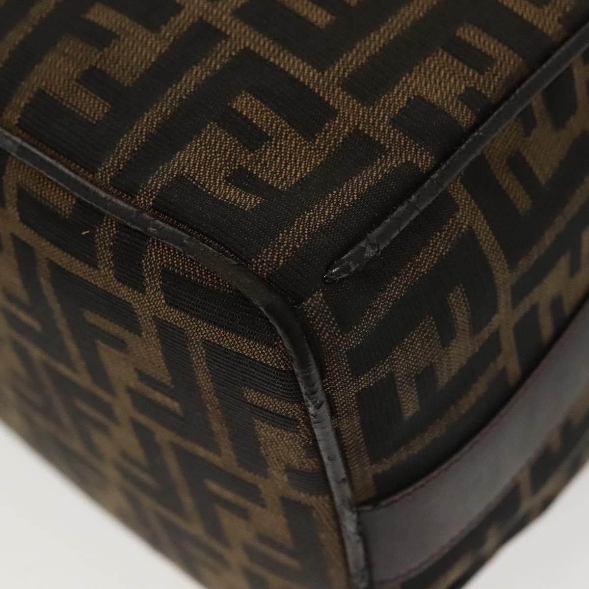 FENDI Zucca Canvas Vanity Pouch Black Brown Silver Auth bs29279