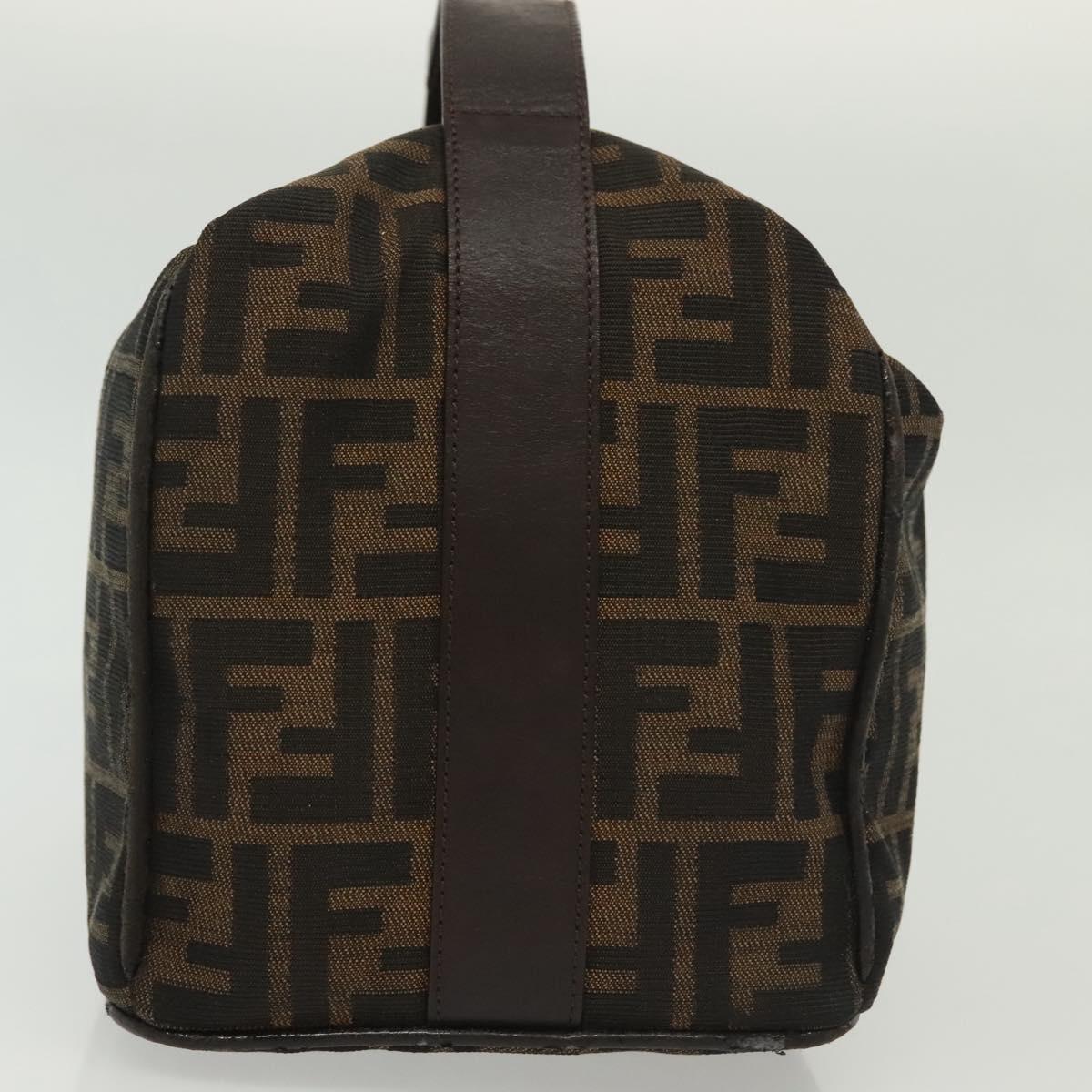 FENDI Zucca Canvas Vanity Pouch Black Brown Silver Auth bs29279