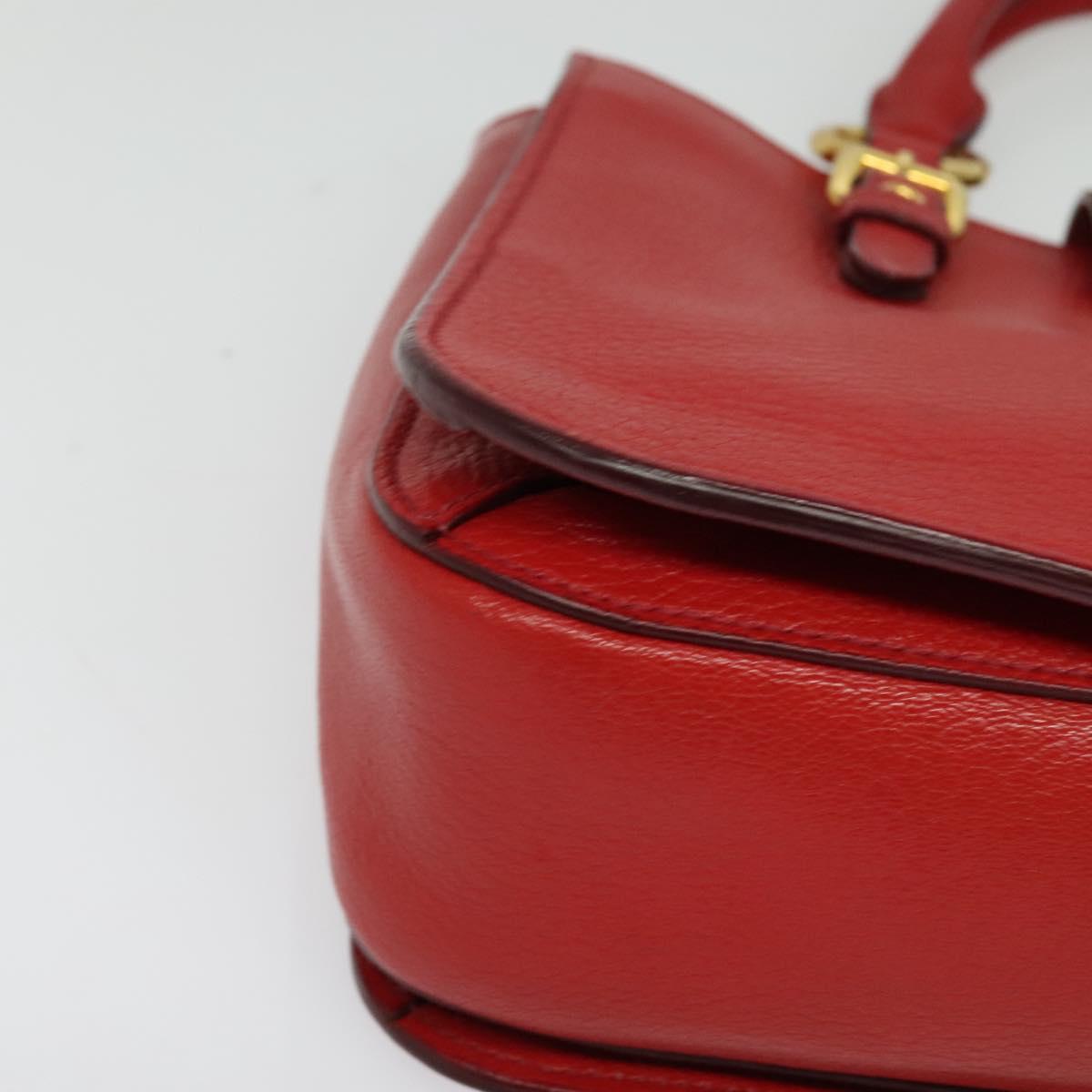 Miu Miu Hand Bag Leather Red Gold Auth bs29282