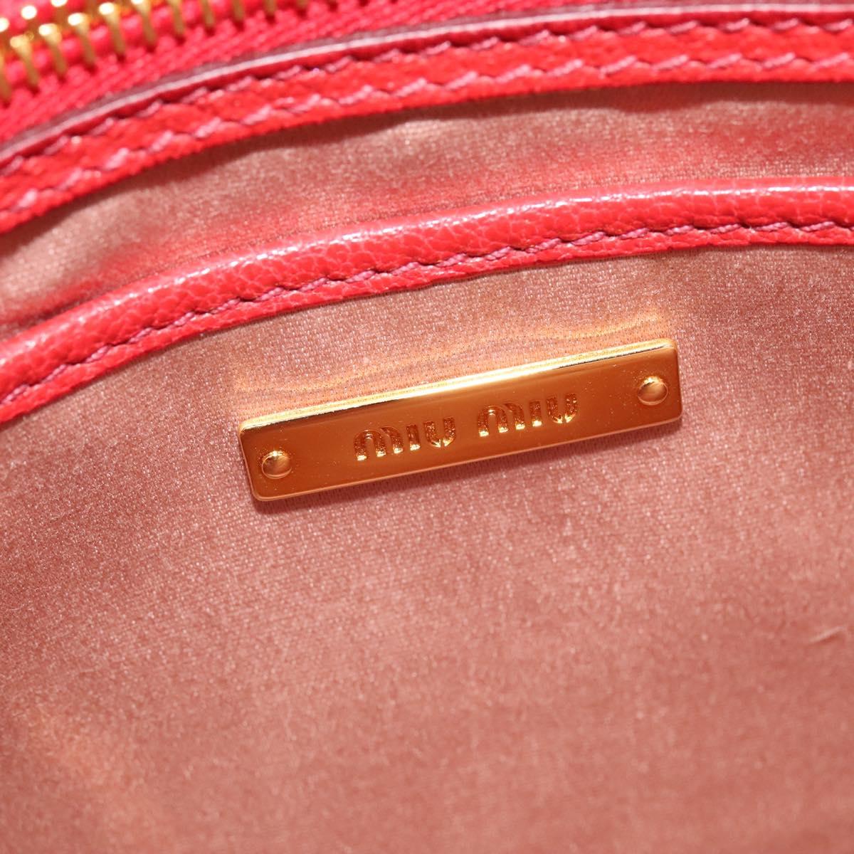 Miu Miu Hand Bag Leather Red Gold Auth bs29282