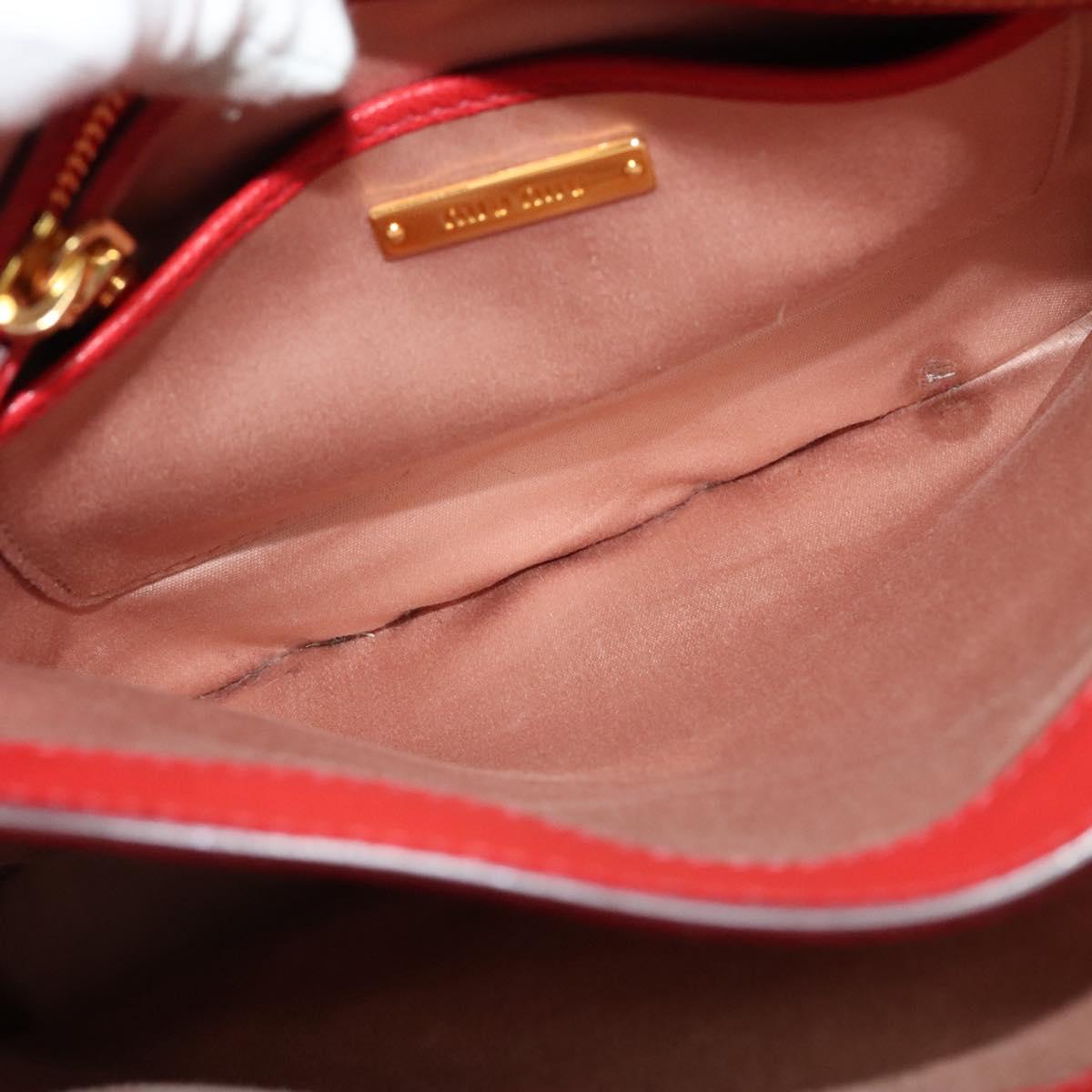 Miu Miu Hand Bag Leather Red Gold Auth bs29282