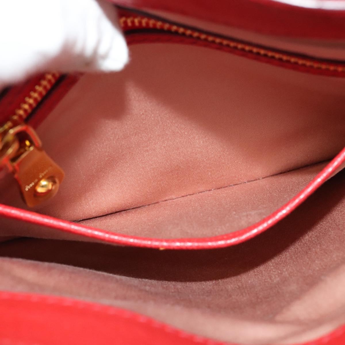 Miu Miu Hand Bag Leather Red Gold Auth bs29282
