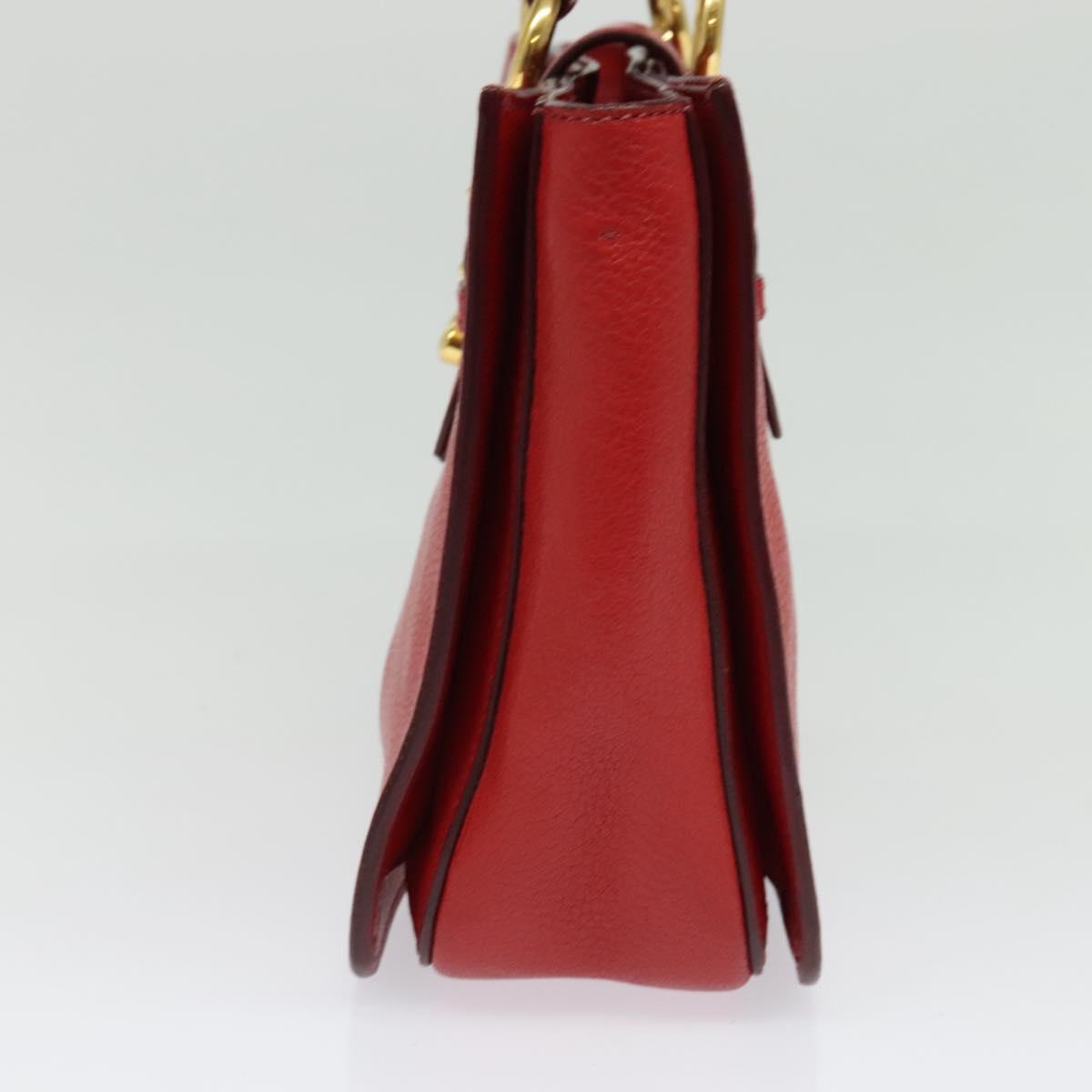 Miu Miu Hand Bag Leather Red Gold Auth bs29282