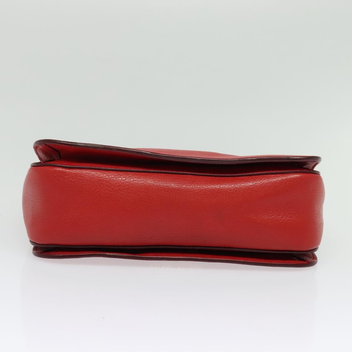 Miu Miu Hand Bag Leather Red Gold Auth bs29282