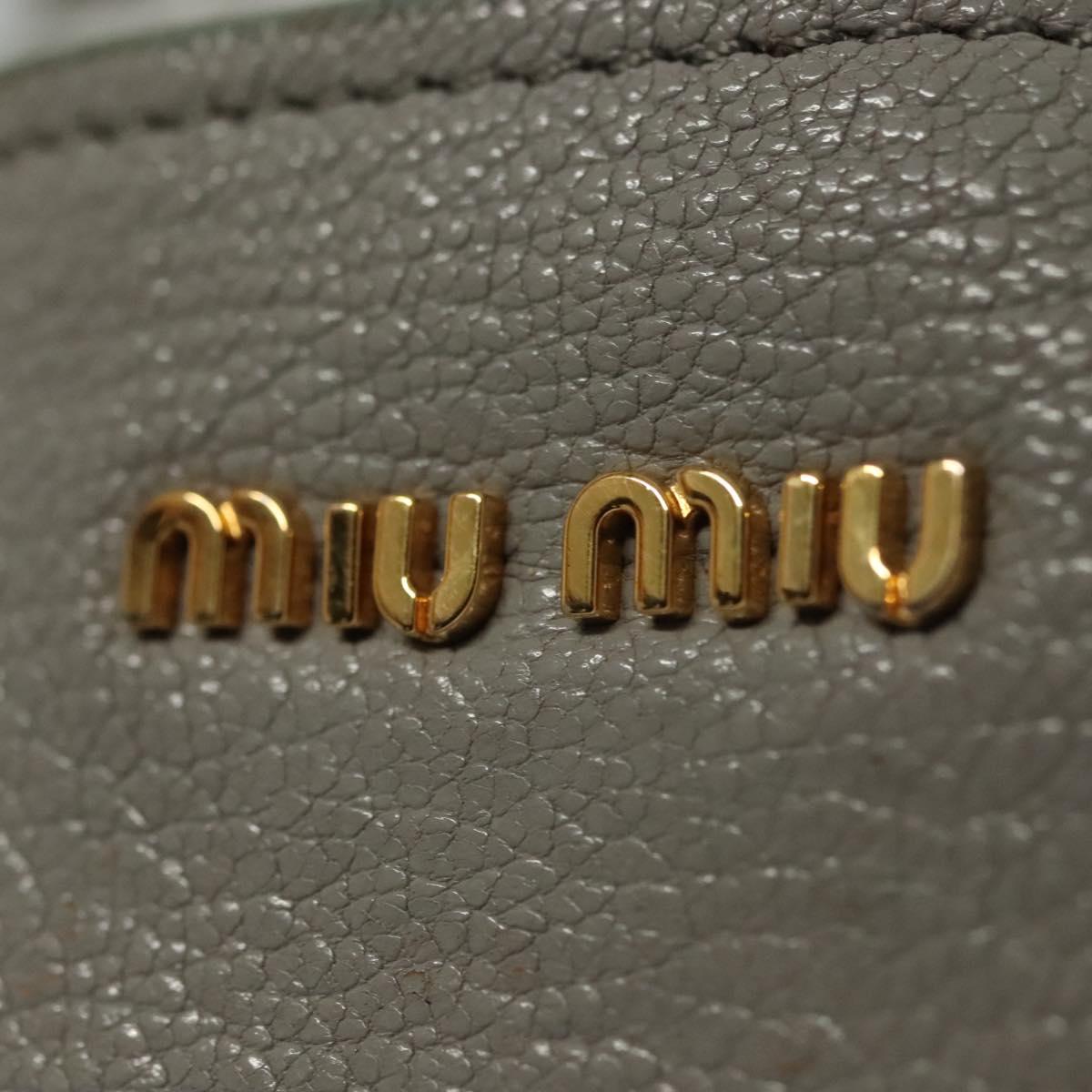 Miu Miu Tote Bag Leather Gray Gold Auth bs29284