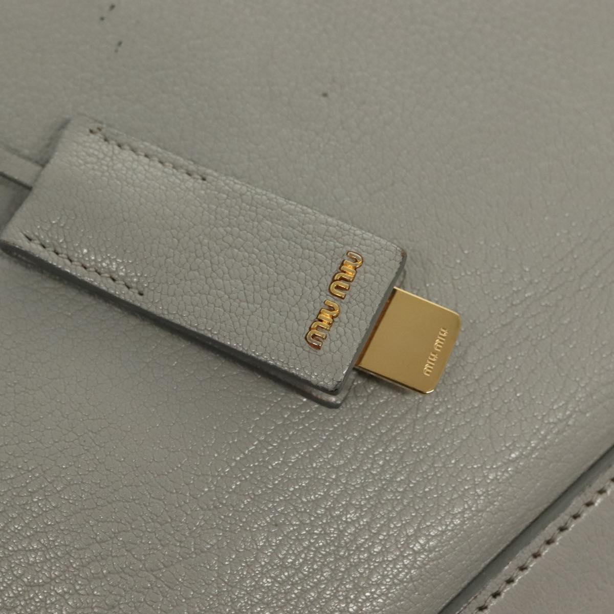 Miu Miu Tote Bag Leather Gray Gold Auth bs29284