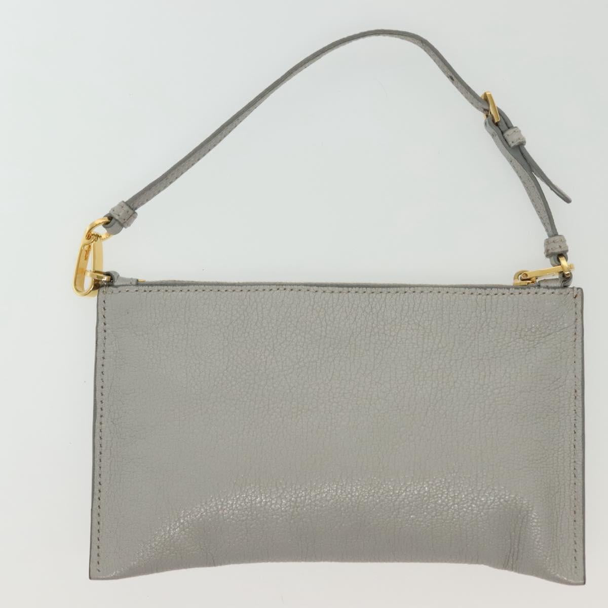 Miu Miu Tote Bag Leather Gray Gold Auth bs29284