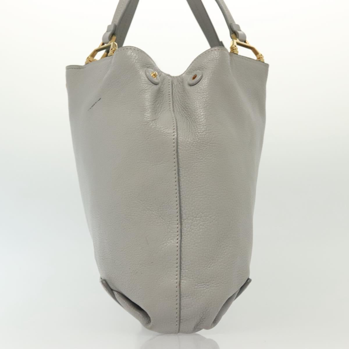 Miu Miu Tote Bag Leather Gray Gold Auth bs29284