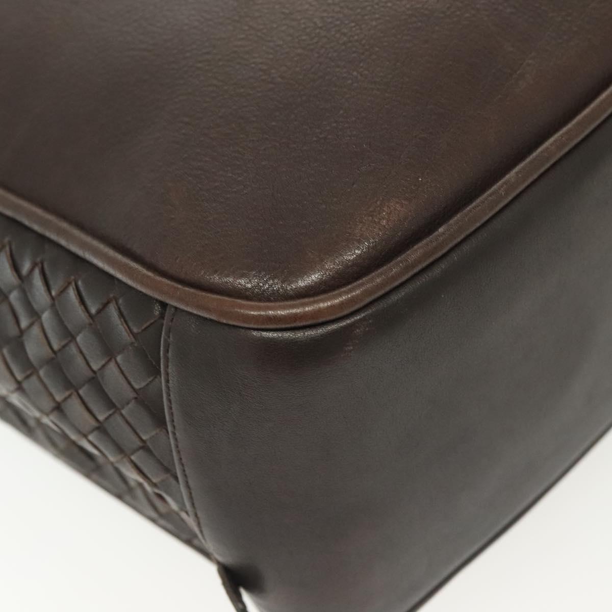 BOTTEGA VENETA INTRECCIATO Business Bag Leather Dark Brown Auth bs29285
