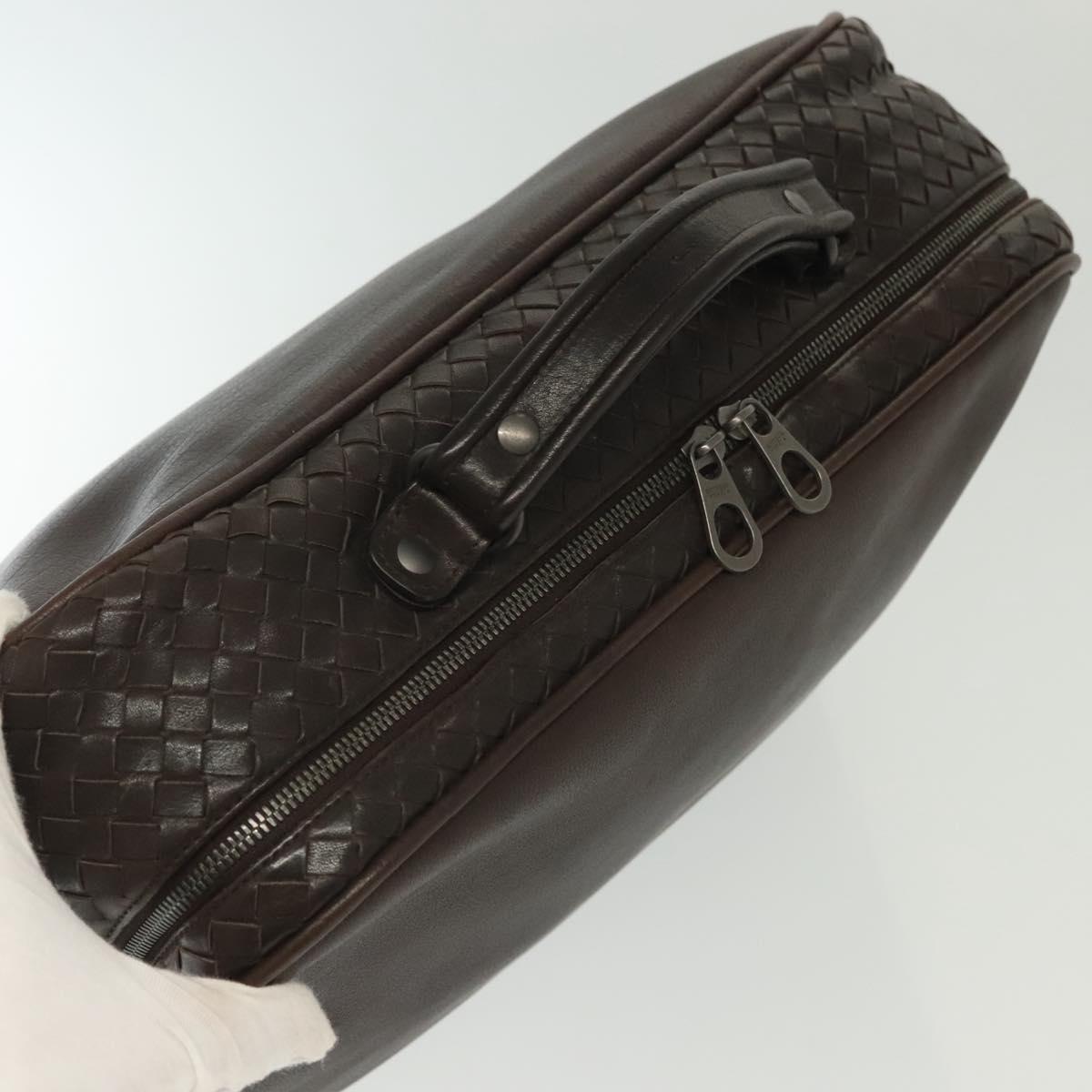 BOTTEGA VENETA INTRECCIATO Business Bag Leather Dark Brown Auth bs29285