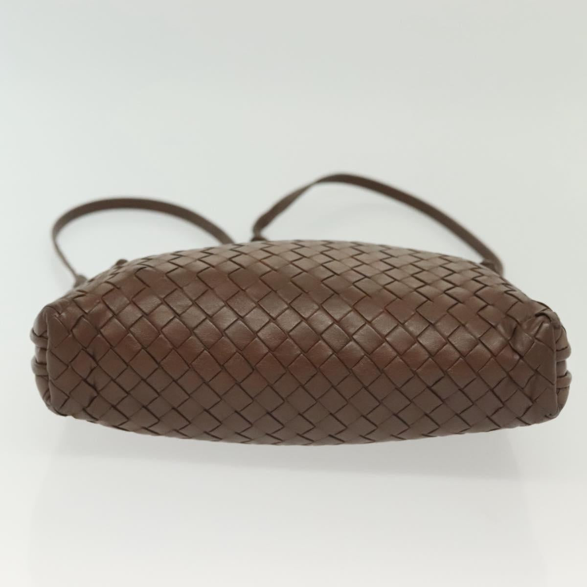 BOTTEGA VENETA INTRECCIATO Shoulder Bag Leather Brown Gold Auth bs29286